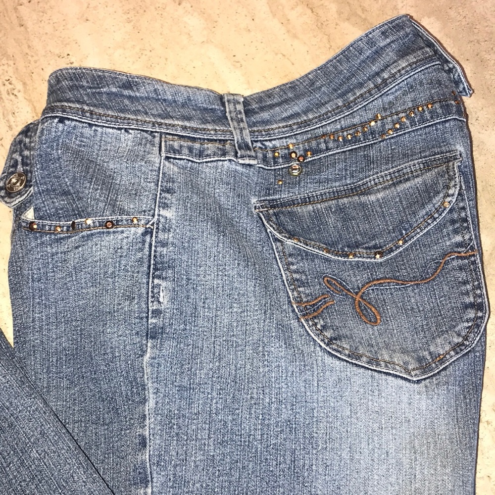 Jolt Jeans with copper sequins/silver hardware.
